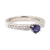 Image 1 : 1.20 ctw Blue Sapphire And Diamond Ring - 14KT White Gold