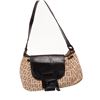 Image 1 : Fendi Black Leather Zucchino Canvas Drawstring Baguette Bag