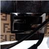 Image 8 : Fendi Black Leather Zucchino Canvas Drawstring Baguette Bag