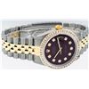 Image 3 : Rolex Mens 2 Tone Maroon Princess Cut Diamond Datejust Wristwatch