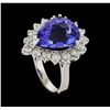 Image 4 : GIA Cert 9.31 ctw Tanzanite and Diamond Ring - 14KT White Gold