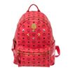 Image 1 : MCM Red Monogram Visetos Canvas Leather Studs Stark Backpack