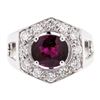 Image 2 : 3.14 ctw Oval Mixed Rhodolite Garnet And Round Brilliant Cut Diamond Ring - 14KT