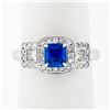 Image 2 : 18K White Gold 1.70 ctw AGL Emerald Step Cut Royal Blue Sapphire & Diamond Ring