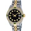 Image 2 : Rolex Ladies 2 Tone Black Diamond & Emerald 26mm Datejust Wristwatch