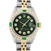 Image 1 : Rolex Ladies 2 Tone Green Diamond & Emerald Datejust Wristwatch