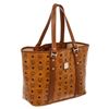 Image 2 : MCM Cognac Monogram Visetos Canvas Leather Shopper Tote Bag