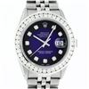 Image 1 : Rolex Mens Stainless Steel Blue Vignette 3 ctw Diamond Datejust Wristwatch