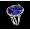Image 4 : 10.86 ctw Tanzanite and Diamond Ring - 14KT White Gold