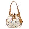 Image 1 : Louis Vuitton White Multicolor Monogram Canvas Leather Noe PM Bucket Bag