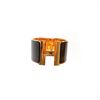 Image 1 : Hermes Black Enamel Gold Lacquered H Clic Clac Extra Wide Bangle Bracelet