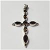 Image 1 : LARGE SILVER GENUINE GEMSTONE CROSS PENDANT