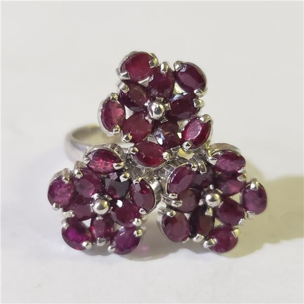 SILVER RUBY RING SIZE 7.5