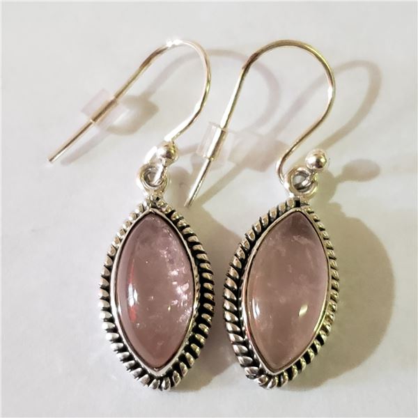 SILVER ROSE QUARTZ EARRINGS