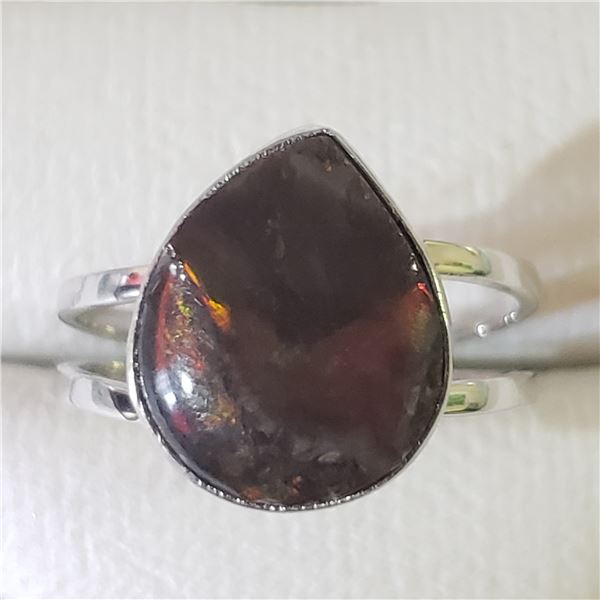 SILVER CANADIAN AMMOLITE RING SIZE 9