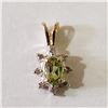 Image 1 : 14K  PERIDOT DIAMOND(0.06CT) PENDANT