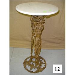 Cast Brass Mermaid Stand w/Marble Top