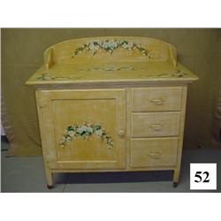 Floral Motif Hoosier Sideboard