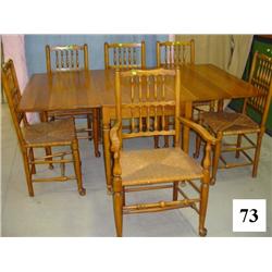 Stickley Drop Leaf Dining Table w/6 Dining Chairs