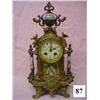 Image 1 : Antique 17 Inch Tall Porcelain & Metal Wind-Up Mantle Clock