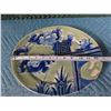 Image 8 : Qty 3 Asian Cobalt Blue Dishes: Square 12" & 2 Oval 12" Plates - 1 w/ Maker's Mark