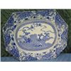 Image 2 : Qty 2 Octagon Asian Cobalt Blue Plates w/ Bird Design 11" x 9"