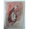 Image 2 : Framed Abstract Horse Sketch by John Young, Signed, Mixed Media 20"x17"