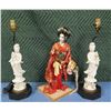 Image 1 : Qty 2 Thai Buddha Lamps (No Shades) & Japanese Geisha in Kimono 18"H