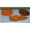 Image 1 : Qty 2 Round Lazy Susan Trays & Monkeypod Leaf Tray