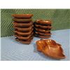 Image 2 : Qty Approx. 13 Wooden Leaf-Shape 3 Section Bowls Made in Philippines 10"Lx7"W