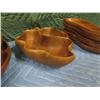 Image 8 : Qty 4 Wooden Leaf Bowls (1 Koa),Misc. Wooden Plates & 3 Serving Utensils