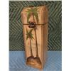 Image 8 : Brass Rack (Italy), Glass Flask & Tall Wooden Box w/ Hawaiian Crest 14"H
