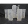Image 2 : Etched Glass "Hilo" Pitcher w/ Handle & Flower Design & 4 Collins Glasses