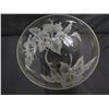 Image 2 : Etched Glass Floral Design Bowl 11.5" Diameter x 5.5"H