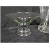 Image 2 : Qty 5 Glass Vessels: 2 Pitchers, Container w/ Lid, Footed Dish, etc
