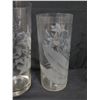 Image 8 : Qty 3 Etched Glass Vases w/ Floral Design 12"/14"/19"H