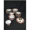 Image 2 : Set of Misc Size Japanese Art Deco Plates & Bowls w/ Floral Design & Gold Trim, Mug & Lid