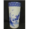 Image 5 : Asian Cobalt Vase or Umbrella Stand w/ Floral Design 8' Diameter x 17.5"H