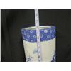 Image 8 : Asian Cobalt Vase or Umbrella Stand w/ Floral Design 8' Diameter x 17.5"H