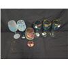 Image 2 : Qty 6 Misc Stemmed Wine Glasses: 2 Frosted, 3 Party & Queen Goblet 9"H