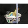 Image 8 : White Chicken Motif Bowl w/ Bird Lid 9"L x 8"H