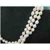 Image 2 : Triple Strand Pearl Necklace w/ 14K Gold & Stone Clasp Signed Ming 20"L