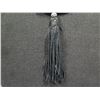 Image 2 : Braided Necklace w/ Gray Natural Stone & Asian Coin Pendant, Beads & Tassel 19"L