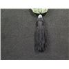 Image 2 : Braided Necklace w/ Carved Natural Stone Pendant, Beads & Tassel 19"L