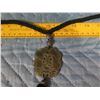 Image 8 : Braided Necklace w/ Carved Natural Stone Pendant, Beads & Tassel 19"L