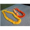 Image 2 : Qty 2 Yarn Lei 20" - Orange & 34" Yellow w/ Ribbon Tie Ends