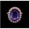 Image 2 : 9.61 ctw Tanzanite and Diamond Ring - 14KT Rose Gold