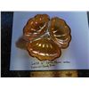 Image 2 : 6” 3 PETAL AMBER CANDY DISH CARNIVAL GLASS