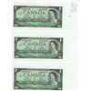 Image 1 : Lot of 3 1967 $1 Centennial notes with Consecutive Serial Numbers. Beattie-Rasminsky signatures. F/P