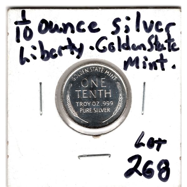 1/10TH OUNCE SILVER LIBERTY GOLDEN STATE MINT